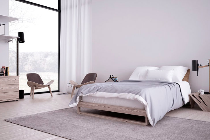 минималистический дизайн интерьера спальни